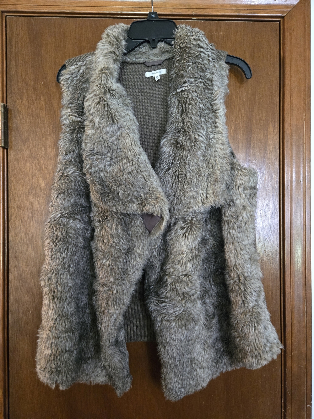 Maurices Brown Faux Fur Open Front Sweater Vest Size 0